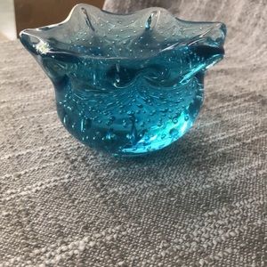 Art glass bullicante Blue bubble glass.
